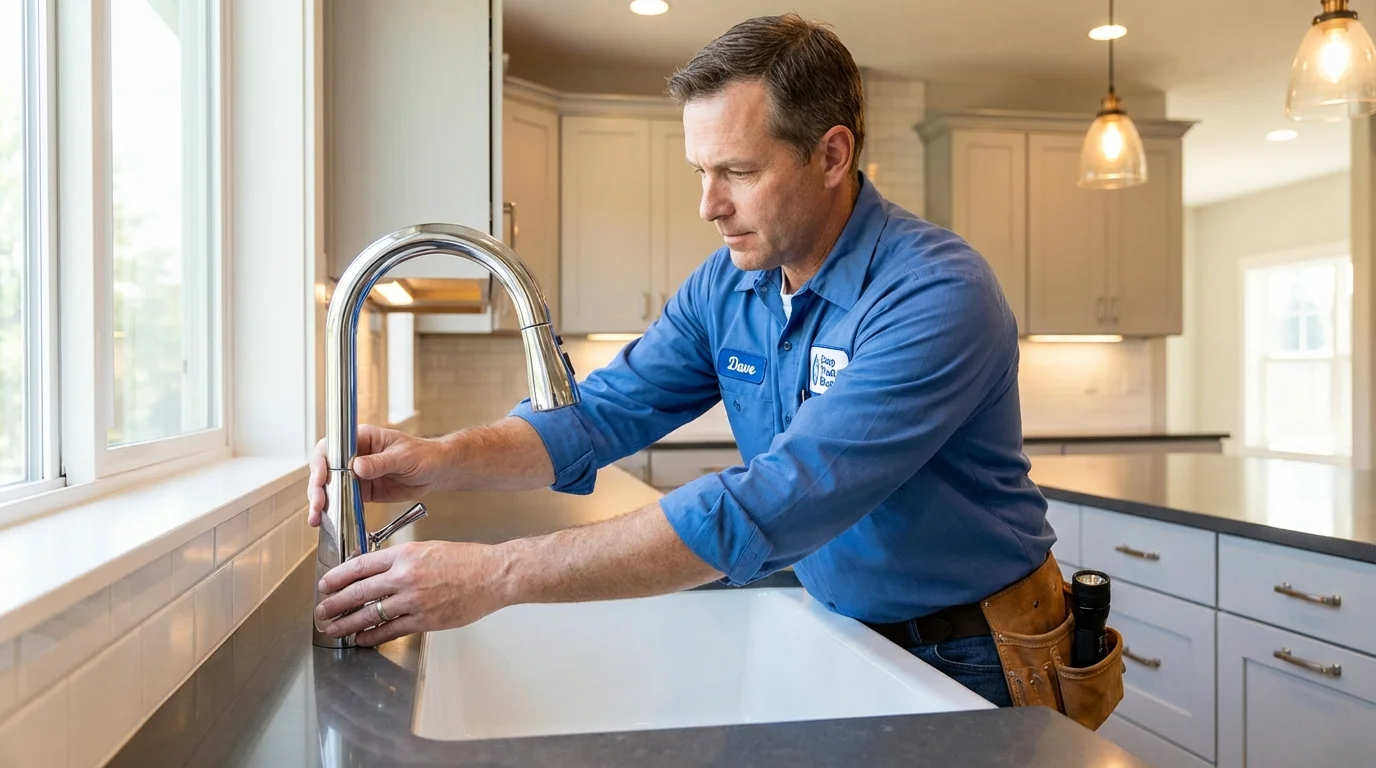 Kitchen faucet installation by Johns Plumbing LLC in West Barnstable