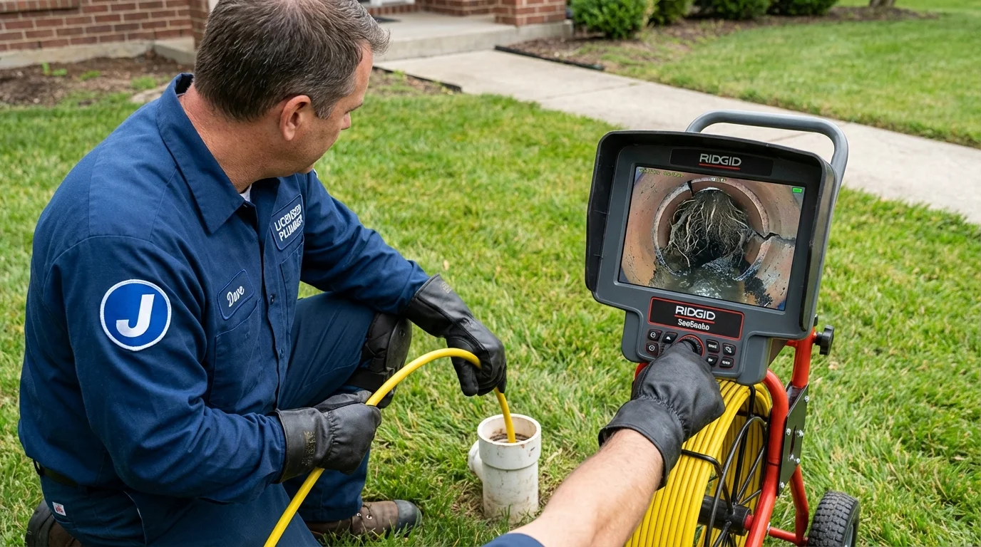 Sewer camera inspection being performed by Johns Plumbing LLC in West Barnstable